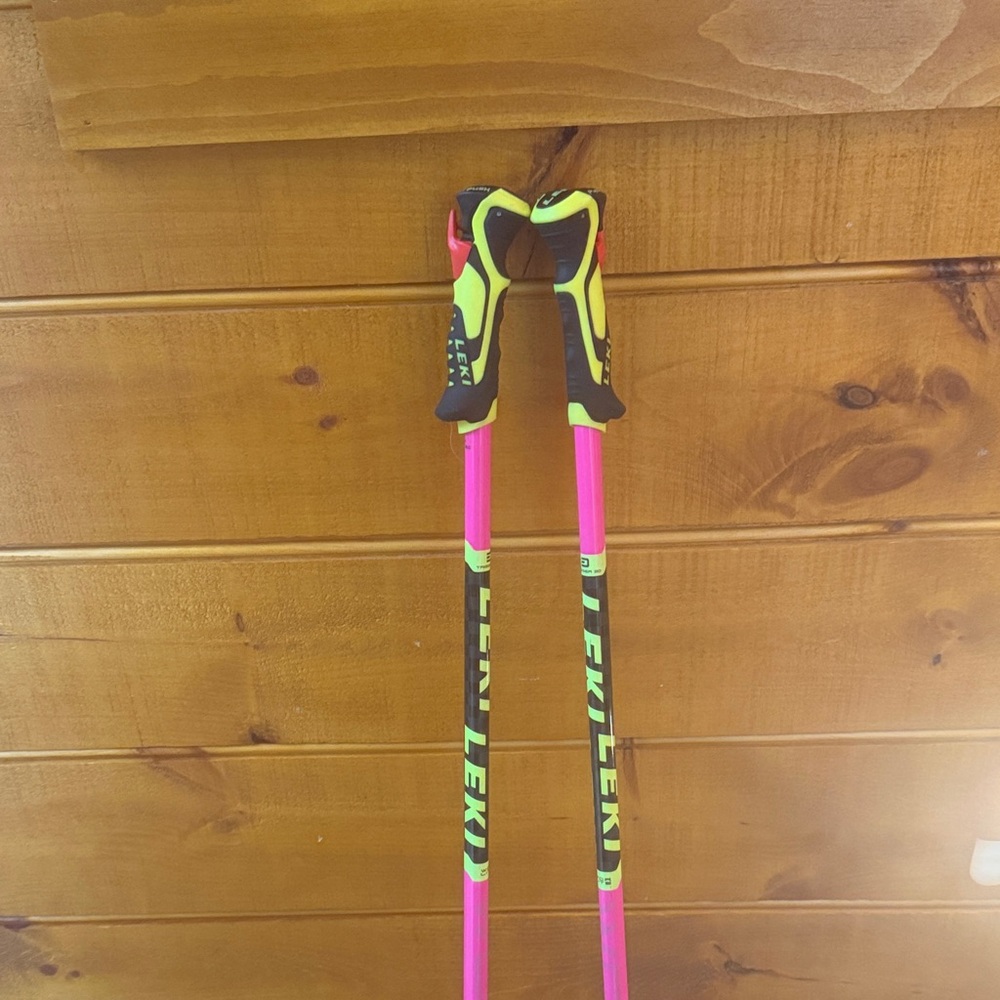 LEKI Neon Pink & Yellow Ski Poles